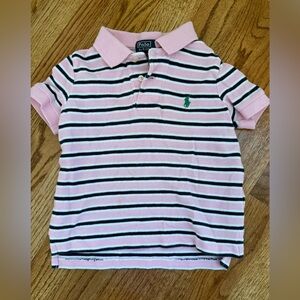 Polo by Ralph Lauren Pink Navy and White Striped Kids Polo